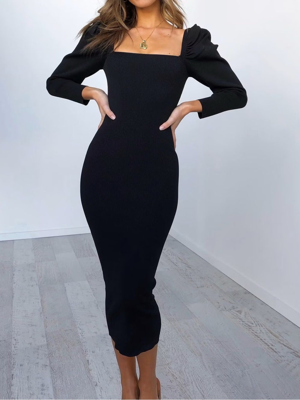 Petal & Pup Black Midi Dress